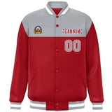 Custom Color Block Stitched Name Number Varsity Full-Snap  Letterman Casual Sweatshirt Baseball Jacket