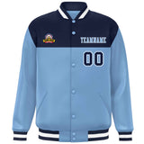 Custom Color Block Stitched Name Number Varsity Full-Snap  Letterman Casual Sweatshirt Baseball Jacket