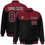 Custom Color Block Stitched Name Number Varsity Full-Snap  Letterman Casual Sweatshirt Baseball Jacket