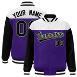 Custom Color Block Windreaker Letterman Bomber Coat Personalized Stitched Text Logo Varsity Baseball Jacket