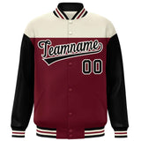 Custom Color Block Windreaker Letterman Bomber Coat Personalized Stitched Text Logo Varsity Baseball Jacket