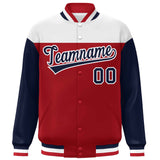 Custom Color Block Windreaker Letterman Bomber Coat Personalized Stitched Text Logo Varsity Baseball Jacket