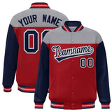 Custom Color Block Windreaker Letterman Bomber Coat Personalized Stitched Text Logo Varsity Baseball Jacket