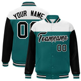 Custom Color Block Blend Windproof Personalized Stitched Text Logo Full-Snap Jacket Baseball Jacket