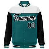 Custom Color Block Blend Windproof Personalized Stitched Text Logo Full-Snap Jacket Baseball Jacket