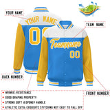 Custom Color Block Blend Windproof Personalized Stitched Text Logo Full-Snap Jacket Baseball Jacket