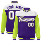 Custom Color Block Blend Windproof Personalized Stitched Text Logo Full-Snap Jacket Baseball Jacket