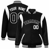 Custom Color Block Personalized Team Name Letterman Bomber Coat Full-Snap Baseball Jacket