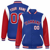 Custom Color Block Personalized Team Name Letterman Bomber Coat Full-Snap Baseball Jacket