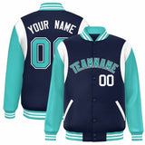 Custom Color Block Personalized Team Name Letterman Bomber Coat Full-Snap Baseball Jacket