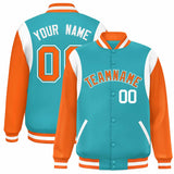 Custom Color Block Personalized Team Name Letterman Bomber Coat Full-Snap Baseball Jacket