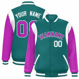 Custom Color Block Personalized Team Name Letterman Bomber Coat Full-Snap Baseball Jacket