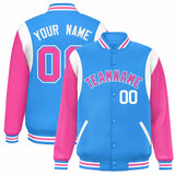 Custom Color Block Personalized Team Name Letterman Bomber Coat Full-Snap Baseball Jacket