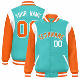 Custom Color Block Personalized Team Name Letterman Bomber Coat Full-Snap Baseball Jacket