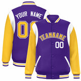 Custom Color Block Personalized Team Name Letterman Bomber Coat Full-Snap Baseball Jacket