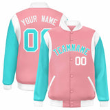 Custom Color Block Personalized Team Name Letterman Bomber Coat Full-Snap Baseball Jacket