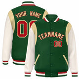 Custom Color Block Personalized Team Name Letterman Bomber Coat Full-Snap Baseball Jacket