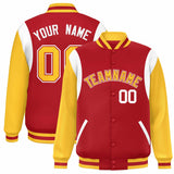 Custom Color Block Personalized Team Name Letterman Bomber Coat Full-Snap Baseball Jacket