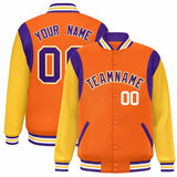 Custom Color Block Personalized Team Name Letterman Bomber Coat Full-Snap Baseball Jacket