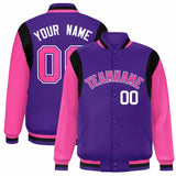 Custom Color Block Personalized Team Name Letterman Bomber Coat Full-Snap Baseball Jacket