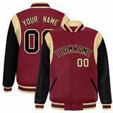 Custom Color Block Personalized Team Name Letterman Bomber Coat Full-Snap Baseball Jacket