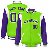 Custom Color Block Personalized Team Name Letterman Bomber Coat Full-Snap Baseball Jacket