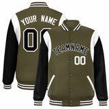 Custom Color Block Personalized Team Name Letterman Bomber Coat Full-Snap Baseball Jacket