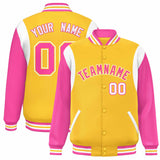 Custom Color Block Personalized Team Name Letterman Bomber Coat Full-Snap Baseball Jacket