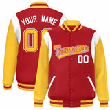 Custom Color Block Personalized Team Name Bomber Varsity Coat Full-Snap Baseball Jacket