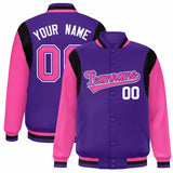 Custom Color Block Personalized Team Name Bomber Varsity Coat Full-Snap Baseball Jacket