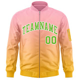 Custom Gradient Fashion Full-Zip Bomber Jacket Stitched Personalized Name Number Logo Letterman Jacket With Pocket