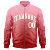 Custom Gradient Fashion Full-Zip Bomber Jacket Stitched Personalized Name Number Logo Letterman Jacket With Pocket