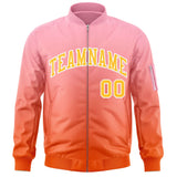 Custom Gradient Fashion Full-Zip Bomber Jacket Stitched Personalized Name Number Logo Letterman Jacket With Pocket