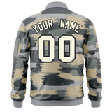 Custom Full-Zip Camo Fashion Lightweight College Jacket Stitched Text Logo Letterman Bomber for Adult/Youth Big Size