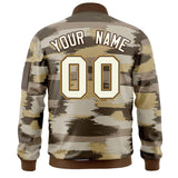 Custom Full-Zip Camo Fashion Lightweight College Jacket Stitched Text Logo Letterman Bomber for Adult/Youth Big Size