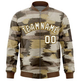 Custom Full-Zip Camo Fashion Lightweight College Jacket Stitched Text Logo Letterman Bomber for Adult/Youth Big Size