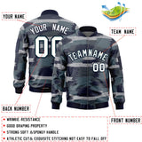 Custom Full-Zip Camo Fashion Lightweight College Jacket Stitched Text Logo Letterman Bomber for Adult/Youth Big Size