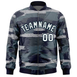 Custom Full-Zip Camo Fashion Lightweight College Jacket Stitched Text Logo Letterman Bomber for Adult/Youth Big Size