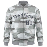 Custom Full-Zip Camo Fashion Lightweight College Jacket Stitched Text Logo Letterman Bomber for Adult/Youth Big Size