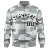 Custom Full-Zip Camo Fashion Lightweight College Jacket Stitched Text Logo Letterman Bomber for Adult/Youth Big Size