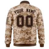 Custom Camo Full-Zip Casual Sweatshirt Letterman Bomber Coats Stitched Letters Logo Fashion College Jacket for Adult/Youth