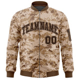 Custom Camo Full-Zip Casual Sweatshirt Letterman Bomber Coats Stitched Letters Logo Fashion College Jacket for Adult/Youth