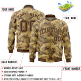 Custom Camo Full-Zip Casual Sweatshirt Letterman Bomber Coats Stitched Letters Logo Fashion College Jacket for Adult/Youth