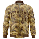 Custom Camo Full-Zip Casual Sweatshirt Letterman Bomber Coats Stitched Letters Logo Fashion College Jacket for Adult/Youth