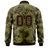 Custom Camo Full-Zip Casual Sweatshirt Letterman Bomber Coats Stitched Letters Logo Fashion College Jacket for Adult/Youth