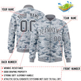 Custom Camo Full-Zip Casual Sweatshirt Letterman Bomber Coats Stitched Letters Logo Fashion College Jacket for Adult/Youth