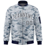 Custom Camo Full-Zip Casual Sweatshirt Letterman Bomber Coats Stitched Letters Logo Fashion College Jacket for Adult/Youth