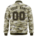 Custom Camo Full-Zip Casual Sweatshirt Letterman Bomber Coats Stitched Letters Logo Fashion College Jacket for Adult/Youth