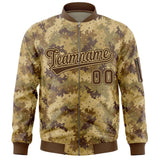 Custom Camo Full-Zip Varsity Jacket Personalized Baseball Letterman Jackets Stitched Text Logo Unisex Big Size