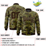 Custom Camo Full-Zip Varsity Jacket Personalized Baseball Letterman Jackets Stitched Text Logo Unisex Big Size